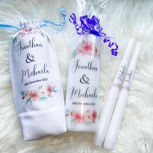 Ensemble de bougies d&#39;unité - Sac de mariage assorti - Ensemble de bougies d&#39;unité de mariage Irlande - Bougies de cérémonie - Bougies de mariage - Bouquet rose - Irlande