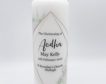 Personalised Christening candle | Personalised Baptism candle | Christening candle | Baptism candle | Baptismal Candle | Ireland | White Flo