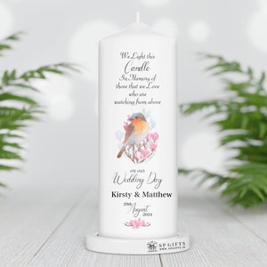 Wedding Day Remembrance Candle | Personalised Wedding Absence Candle | Wedding Memory Candle | Memorial Candle | Watercolor Robin