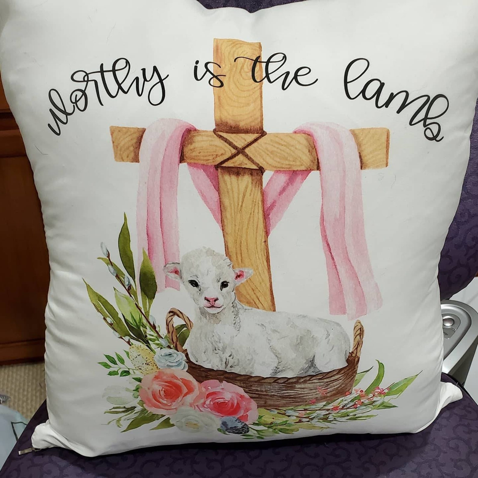 Easter Pillow Christian Pillow Throw Pillow He is Worthy Etsy