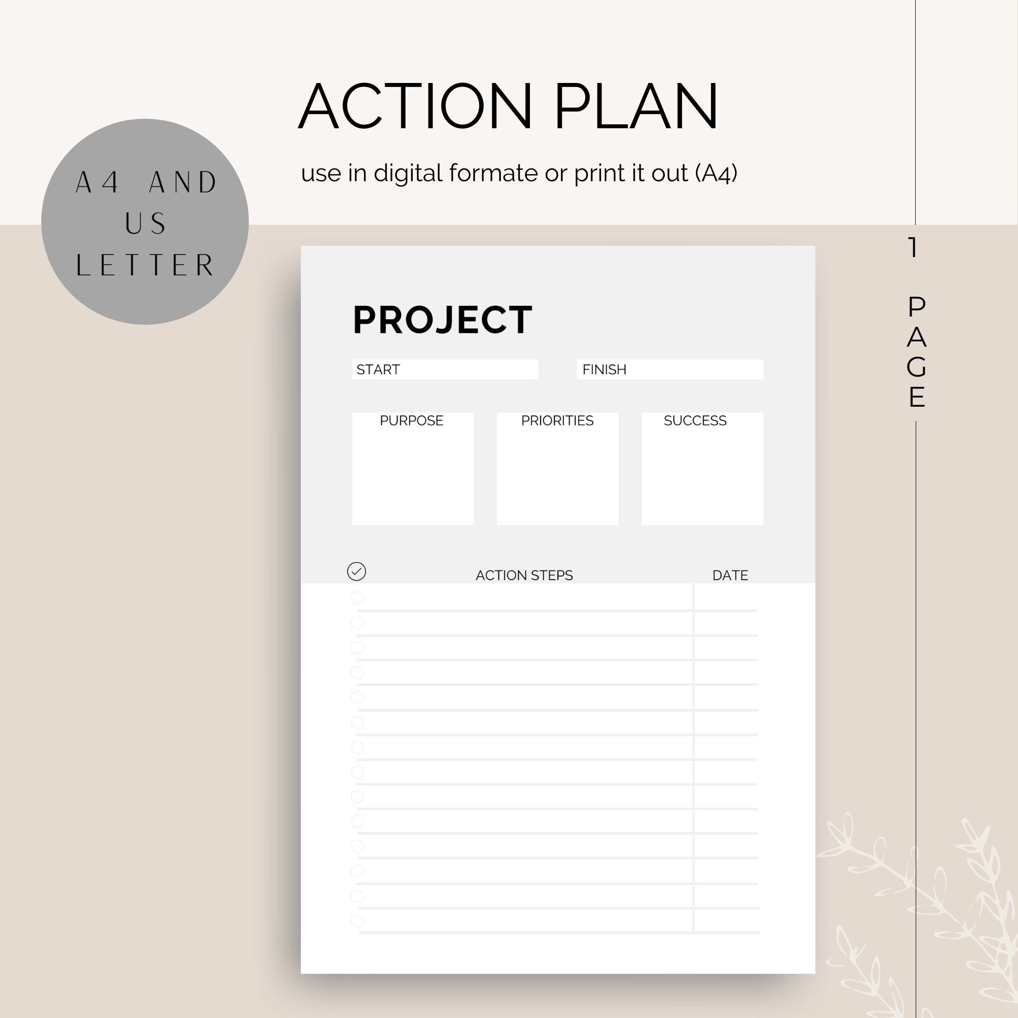Project Planner Printable Work Planner Project Action - Etsy