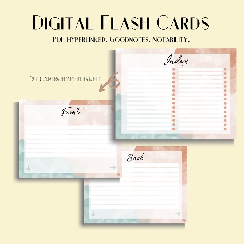 Digital Flashcards for Goodnotes Notability PDF Viewer Etsy