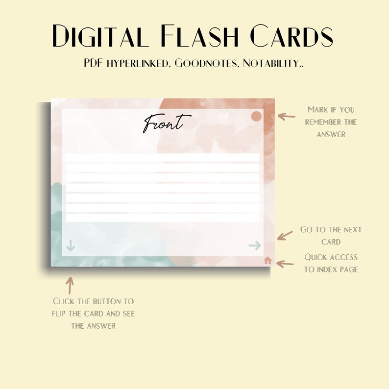 Digital Flashcards for Goodnotes Notability PDF Viewer Etsy