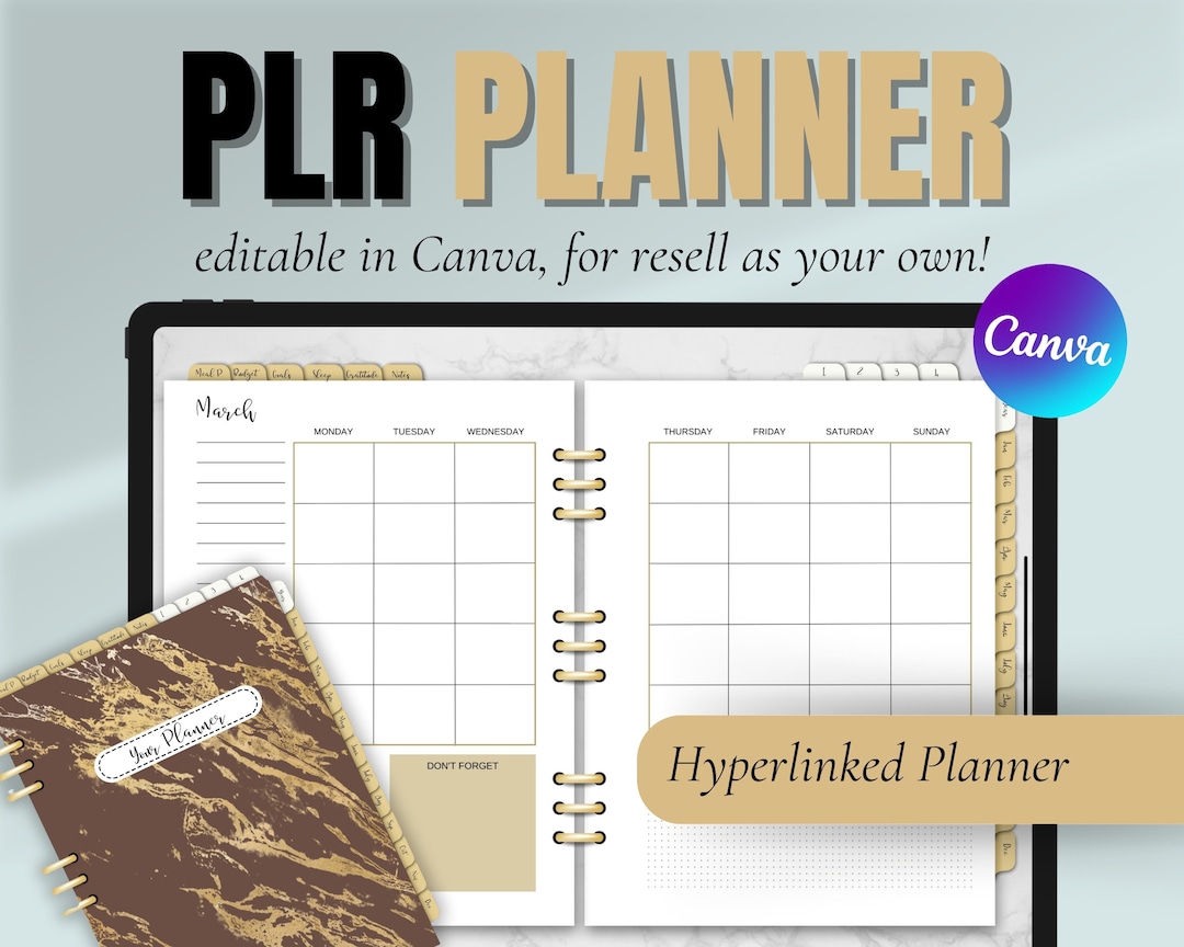 PLR Planner, PLR Digital Planner, PLR Hyperlinked Planner, Planner for