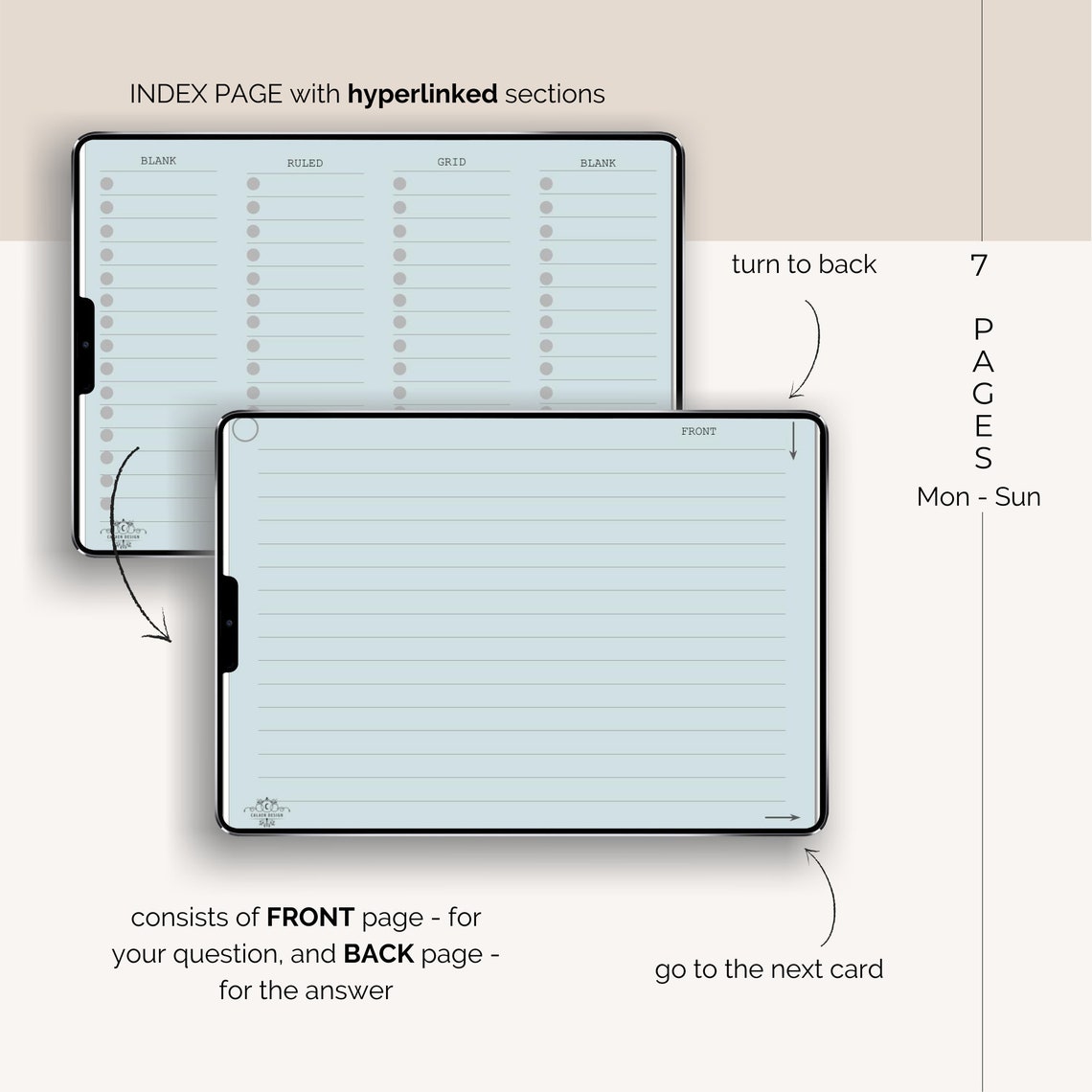 Digital Flashcards for Goodnotes, Notability, PDF Viewer, Hyperlinked