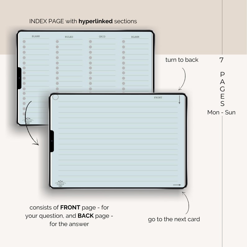 Digital Flashcards for Goodnotes Notability PDF Viewer Etsy