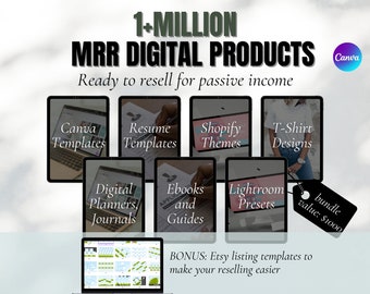 Plus de 1 million de produits numériques Ultimate Master de revente | Revenu passif MRR | Agendas numériques MRR, modèles Canva, livres électroniques MRR, produits plr