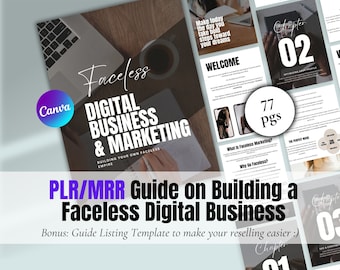 La guida definitiva per il business senza volto al successo con MRR, prodotto digitale PLR, diritti di rivendita PLR, modello Canva per marketing digitale