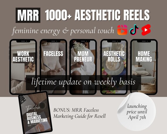 1100+ Faceless Videos | Aesthetic Reels | Master Resell Rights | MRR | Done For You | DFY | Faceless Instagram Account | Feminine Faceless