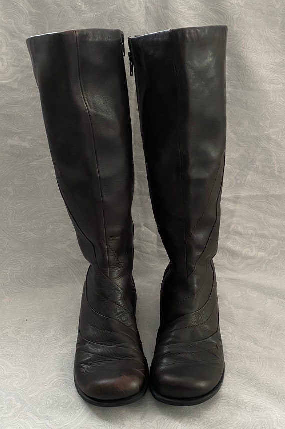 leather knee high flat boots