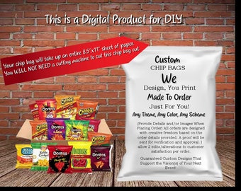 Printable Labels Party Bundle, Personalized Chips bag Labels, Chips Bag Label, Digital chips bag labels