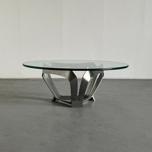 Modernist Aluminium Glas Vintage Couchtisch von Knut Hesterberg, 1970er Jahre Deutschland