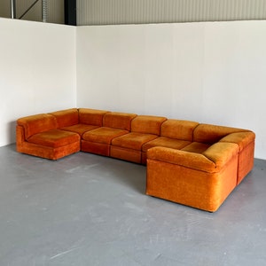 Original Orange Velvet 155 Modular Sofa by Knoll Collections 1970s Large Mid Century Modern Sectional Sofa