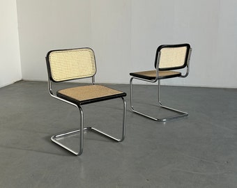 Paire de chaises vintage Cesca italiennes du milieu du siècle en porte-à-faux / Chaises italiennes Marcel Breuer B32 / Design Bauhaus / Thonet Mundus