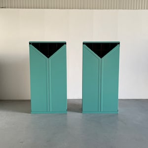 Pair of Postmodern Memphis Style Mint Green Bar Cabinets by KAPO Möbelwerkstätten, 1980s Austria