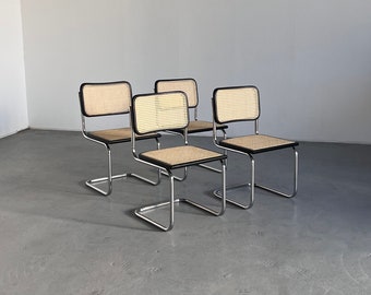 Set of 4 Vintage Marcel Breuer Cesca Design Mid-Century Moder  Cantilever Chair / Marcel Breuer Bauhaus Design B32 Chair, Italian Production