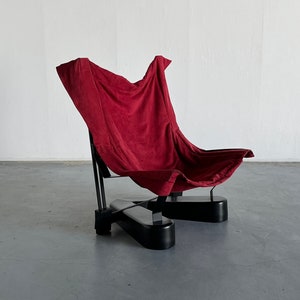 Large Italian Sling Butterfly Lounge Chair in Suede and Metal, 1980s
