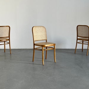 1 of 12 Vintage Thonet Bentwood Prague Chairs by Josef Hoffman, 1970s Thonet Mundus Production, Fully Restored