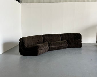 Vintage Mid-Century Modern Curved Modular Sofa in Style of Vladimir Kagan, attributed to Wittmann, Austria / 1970s Sectional Serpentine Sofa