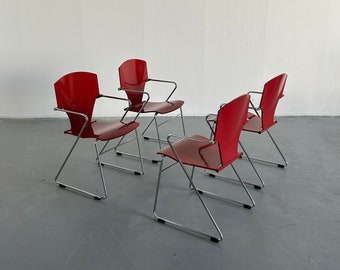 Set of 4 Bauhaus Design 'Egoa' Stackable Dining Chairs by Josep Mora for Stua, 1990s Spain