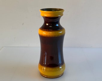 Mid Century Modern Vintage West Germany Vase no. 728-40 / 70s Ceramic Brown and Yellow Vase / Collectible