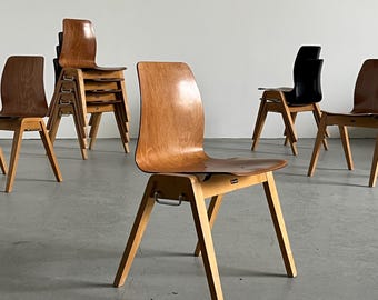 Sedie da pranzo impilabili vintage in stile Mid-Century Modern, Adam Stegner per Pagholz Flötotto, anni '60