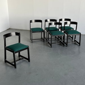 Set of 6 Mid-Century-Modern Solid Wood Vintage Dining Chairs in the style of Willy Rizzo for Mario Sabot, 1970s