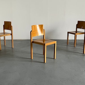 1 of 6 Thonet Postmodern Sculptural Wooden Stackable Dining Chairs, 1990s Austria