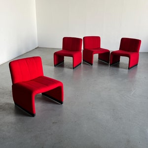 1 of 4 Vintage Italian Mid-Century Lounge Armchairs in style of 'Alky' Chair by Giancarlo Piretti, 1970s Italian Design