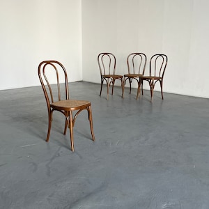Set of 4 Vintage Thonet Bentwood Style Chairs No. 14 / Vintage European Cafe Dining Chairs, 1950s