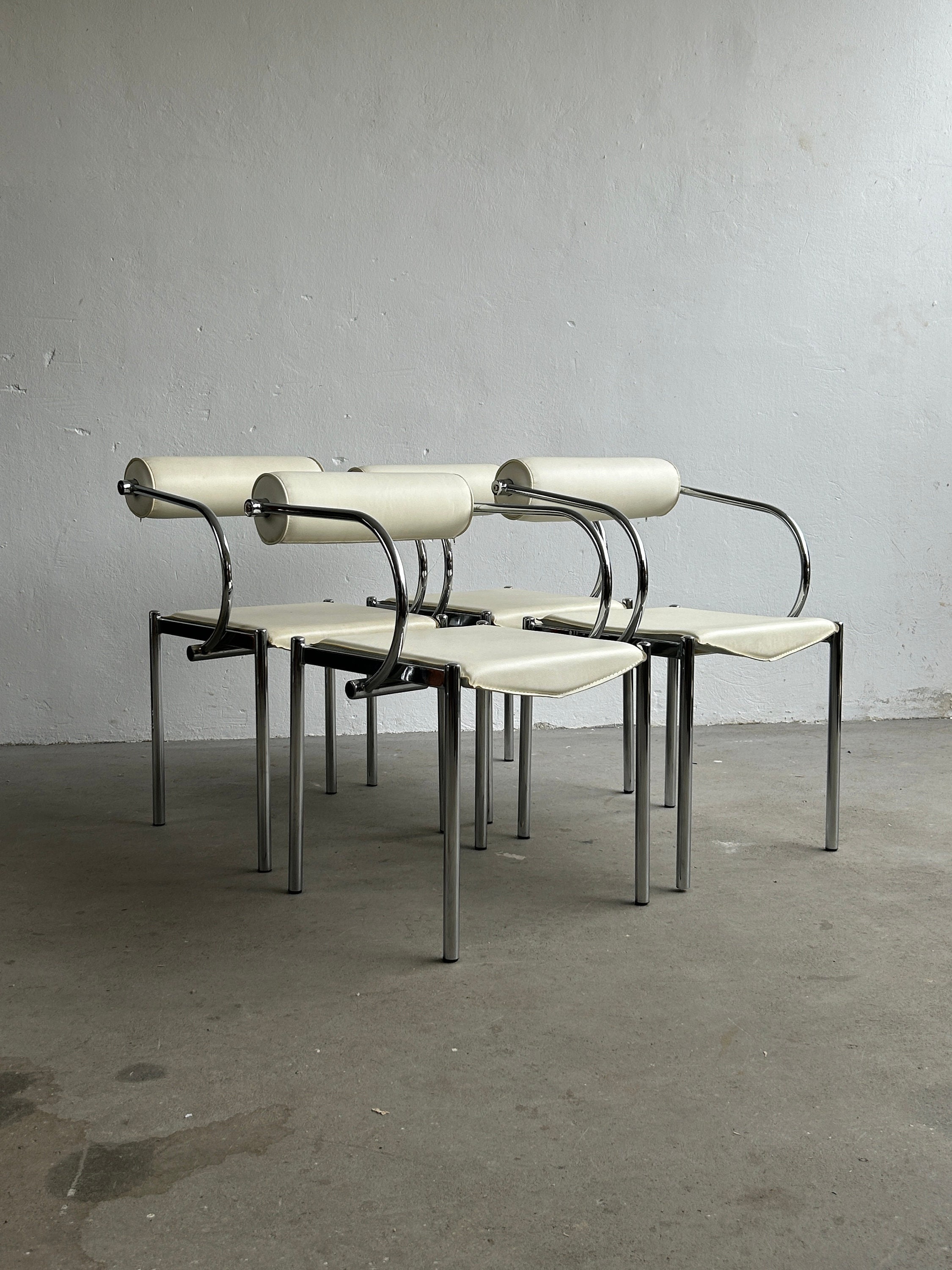 1 of 4 Vintage Postmodern Tubular Chair in the Style of