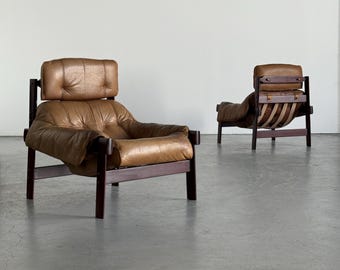Pair of Percival Lafer MP-41 Armchairs with Integrated Headrests