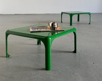 Pair of 'Demetrio 45' Side Tables, Vico Magistretti for Artemide Milano, Green Plastic, 1960s Italy