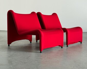 1 of 2 Vintage Ikea Årjäng Lounge Chairs in Red Upholstery