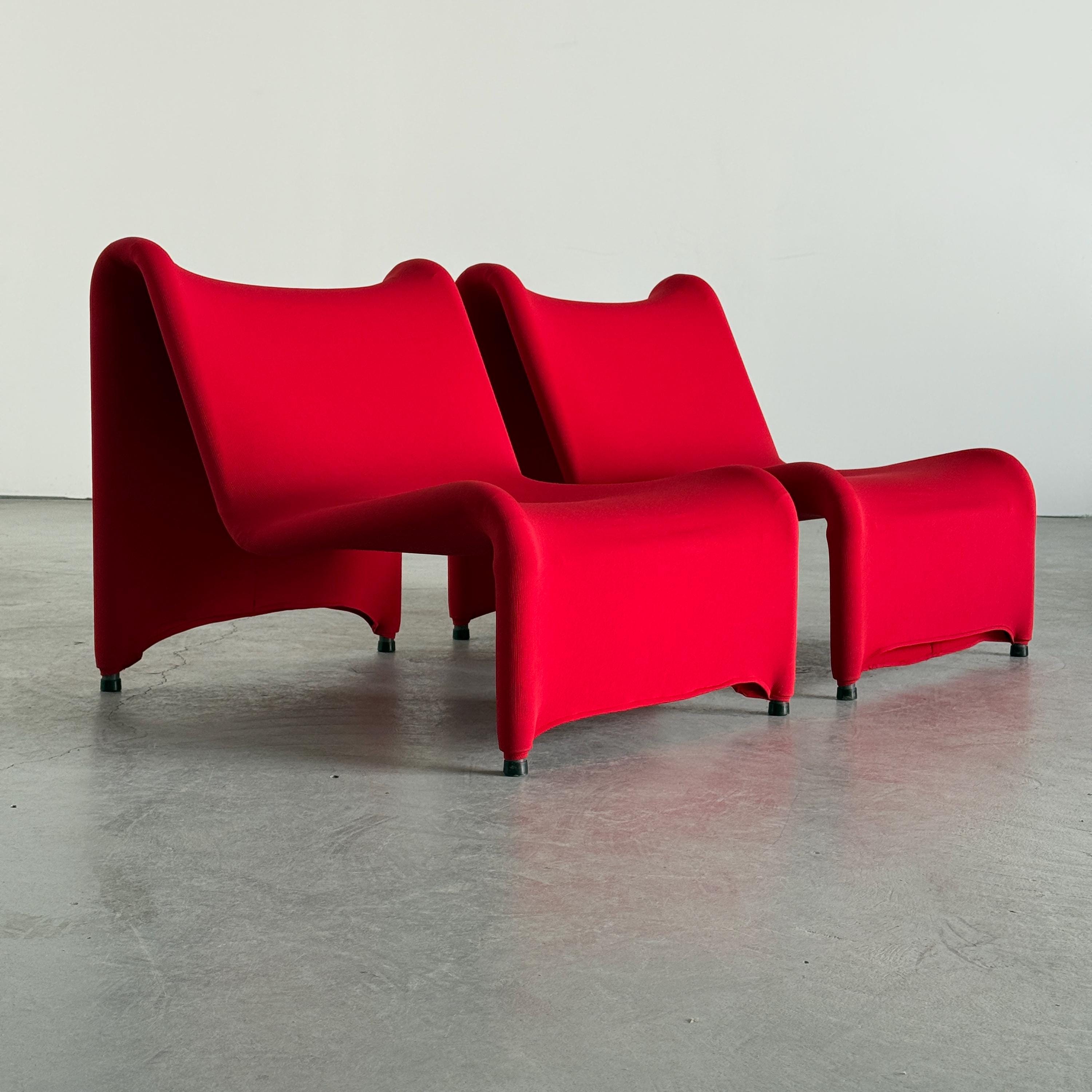 1 of 2 Vintage Ikea Årjäng Lounge Chairs in Red Upholstery