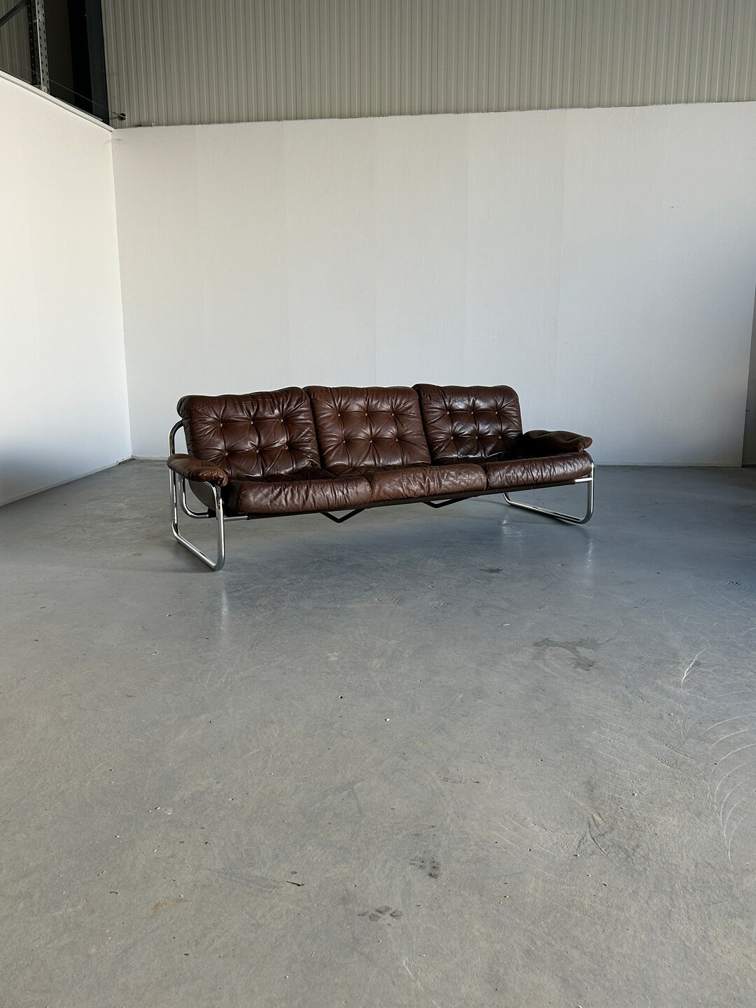 Vintage Ikea 'borkum' Sofa by Johan Bertil Häggström in Chrome and
