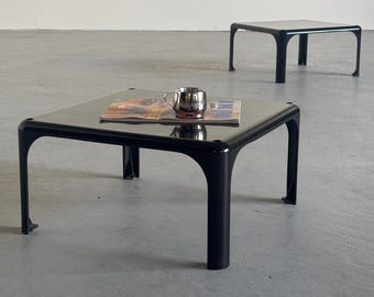 Pair of 'Demetrio 45' Side Tables, Vico Magistretti for Artemide Milano, Black Plastic, 1960s Italy
