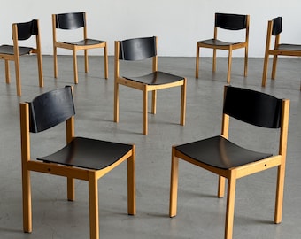 Mid-Century Modern Stackable Dining Chairs or Visitor Chairs by Kusch + Co, Beech and Brown Stained Plywood, 1970s Germany