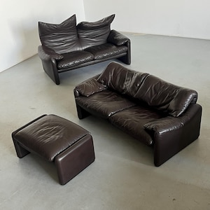 Vintage Dark Brown &#39;Maralunga&#39; Ensemble Set by Vico Magistretti for Cassina, 1970s / Rare Original Cassina Maralunga Modular Seating Set