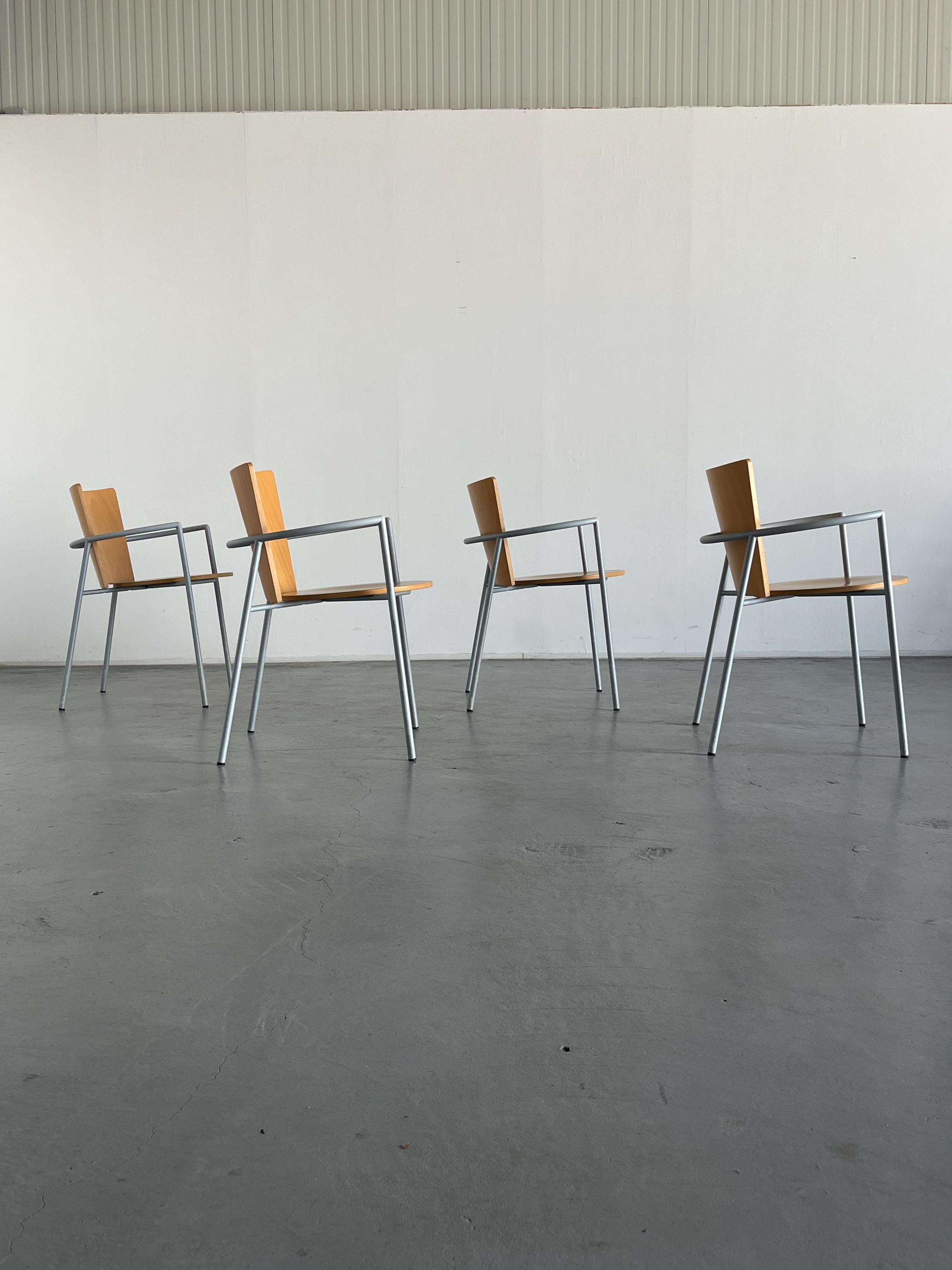 1 of 6 Vintage Postmodern Geometrical Armchairs, Bent
