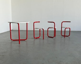 Ensemble de salon de jardin vintage minimaliste Pop Art, table et chaises de jardin pliantes, 1970s, Set de 4