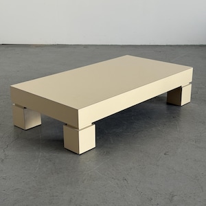 Rectangular Cream Lacquer Coffee Table with Block Legs