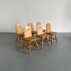 1 of 6 Eero Aarnio 'Pirtti' Wooden Dining Chairs in Solid Pine for Laukaan Puu Finland, 1960s