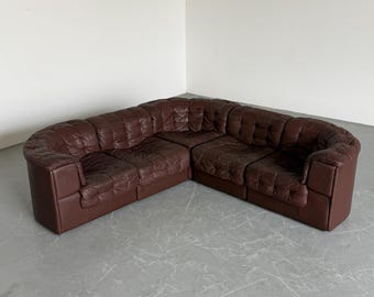 Original De Sede DS-11 Patchwork Leather Five-Part Modular Sofa, 1970s Sectional Seating Set