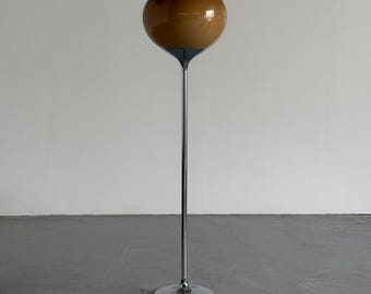 Vintage ‘Big Bud’ Floor Lamp by Harvey Guzzini, Brown Plastic and Chromed Steel, 1968 Italy