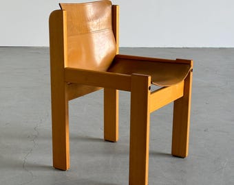 Italian Mid Century Saddle Leather and Beechwood Chair by Ibisco Sedie, 1970s
