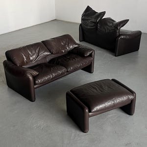 Vintage Dark Brown &#39;Maralunga&#39; Ensemble Set by Vico Magistretti for Cassina, 1970s / Rare Original Cassina Maralunga Modular Seating Set