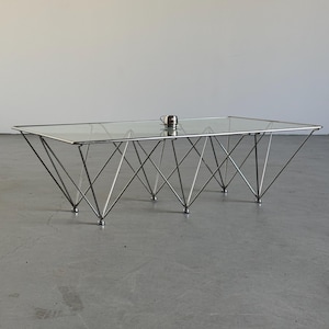 Vintage Chrome and Glass Coffee Table in the Style of Paolo Piva Alanda, 1980s