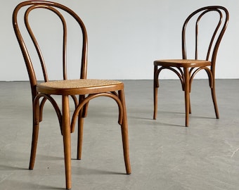 Pair of Thonet Bentwood Style Chairs No. 14, Vintage European Bistro Cafe Dining Chairs, 1970s