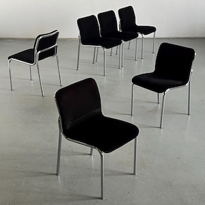 1 of 6 Modernist Dining Chairs Attributed to Tecta, Chromed Tubular Steel, 1970s Germany